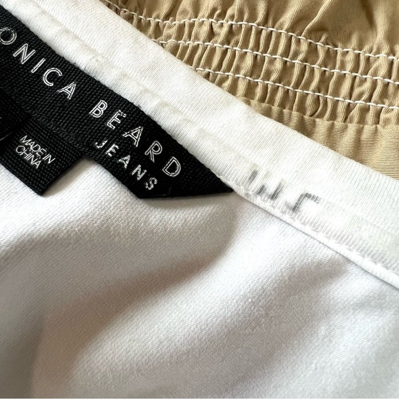 Veronica Beard Jeans Amaia Tiered Eyelet White Tan Combo Midi Dress Medium - Picture 10 of 13